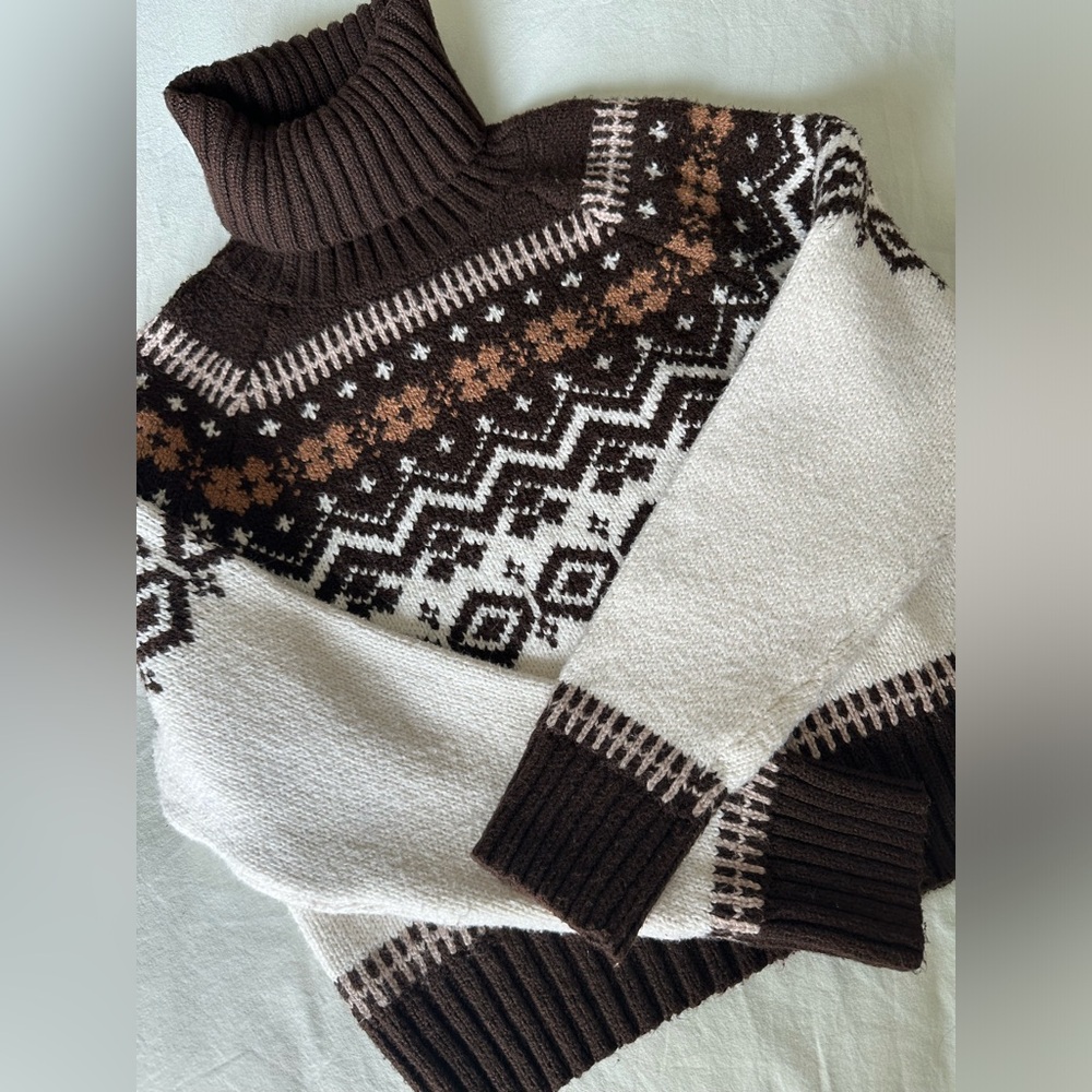 American Eagle Brown & White Turtleneck